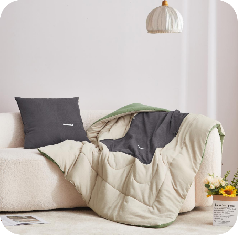 不染砂洗提花抱枕被-迷雾灰 TQ-J71